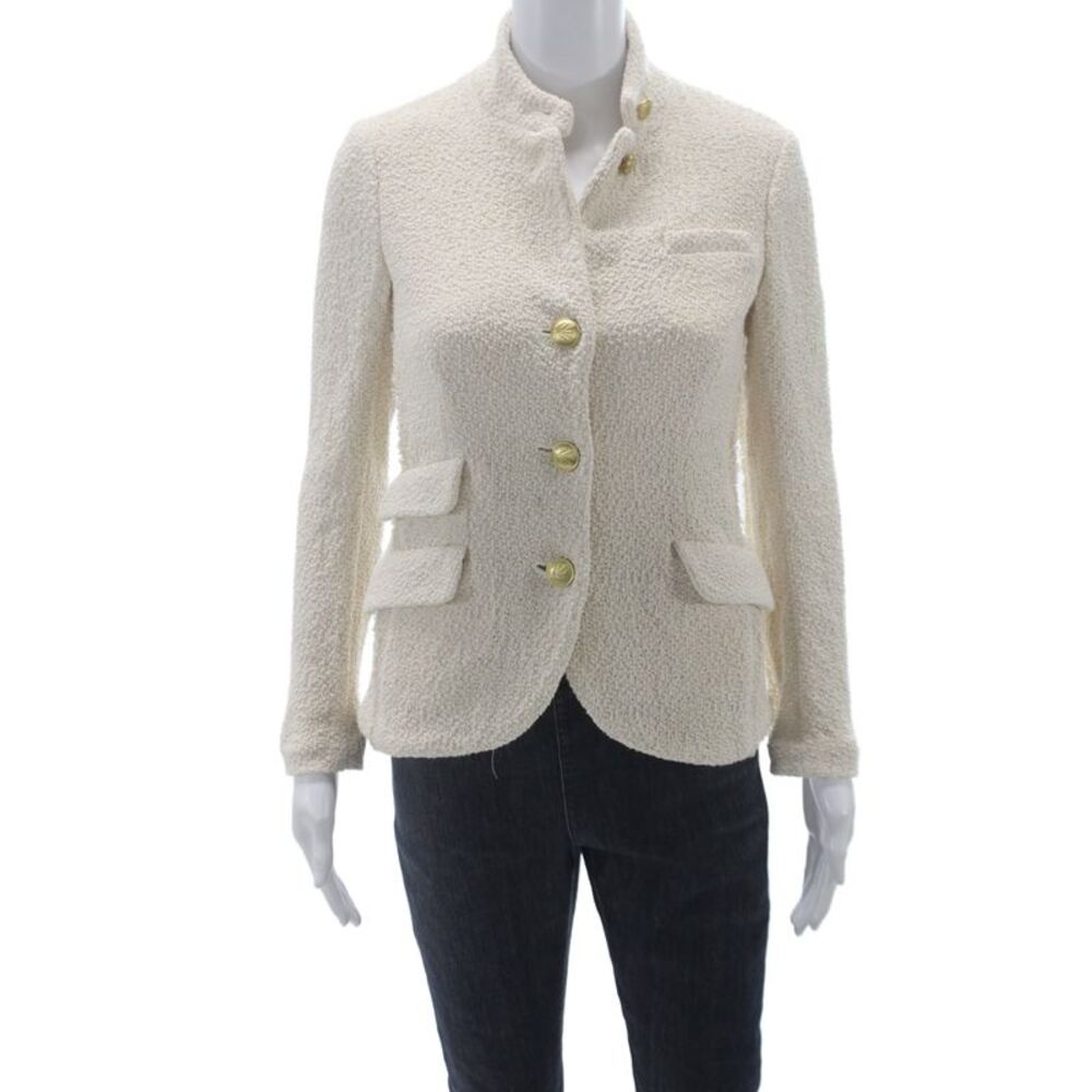 Rag & Bone Womens Military Jacket Ivory Cotton Long Sleeve Size 00